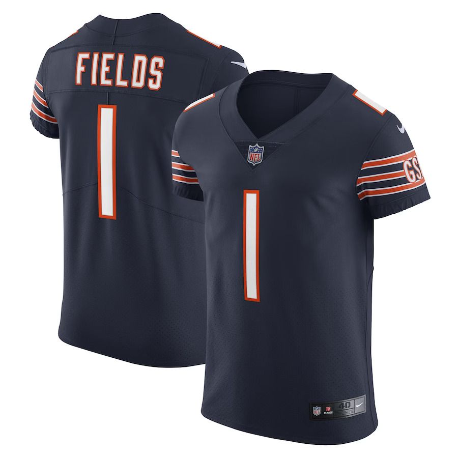 Men Chicago Bears #1 Justin Fields Nike Navy Vapor Elite NFL Jersey->chicago bears->NFL Jersey